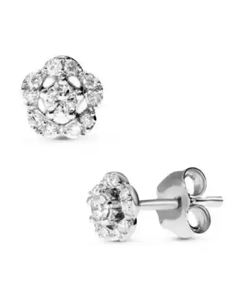 Broqueles de flor en oro blanco 14k con diamante suraj-6-a