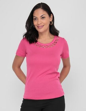 Liverpool Playera manga corta punt roma cuello redondo para mujer oferta