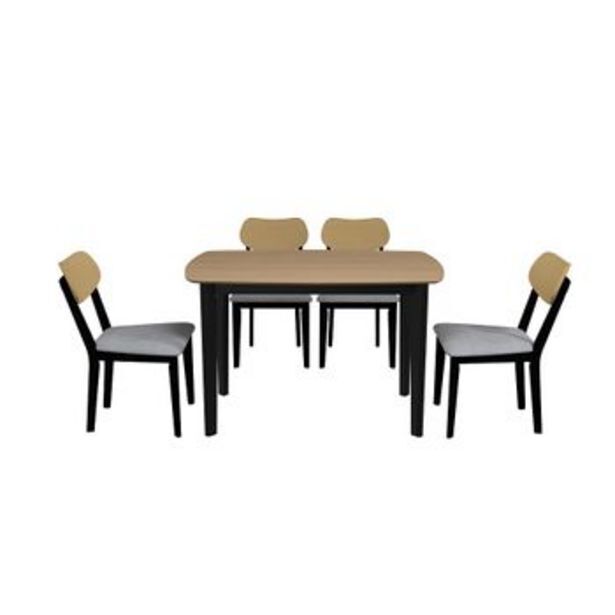OfficeMax Mesa con 4 sillas alterego roma negro con madera y gris oferta