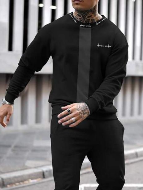 SHEIN Hombres sudadera con estampado de letra oferta