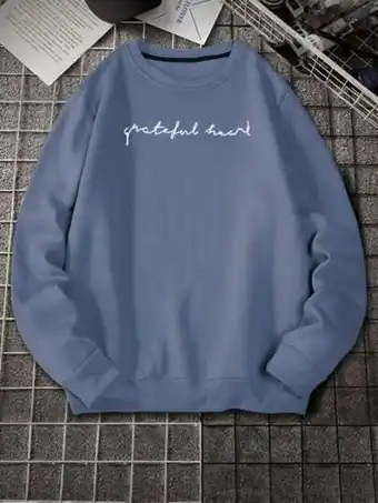 SHEIN Extended sizes hombres sudadera con estampado de letra oferta