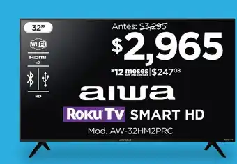Chedraui Pantalla aiwa 32 pulgadas smart tv hd roku aw-32hm2prc oferta