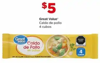 Bodega Aurrerá Caldo de Pollo 4 cubos GREAT VALUE oferta