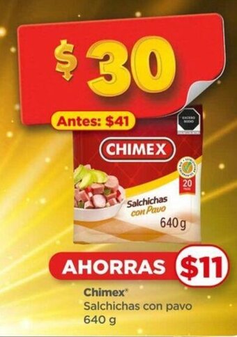 Bodega Aurrerá Chimex Salchichas con Pavo 640g oferta