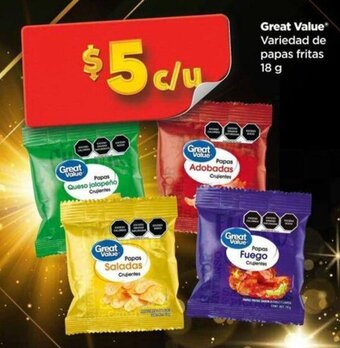 Bodega Aurrerá Great Value Variedad de Papas Fritas 18g oferta