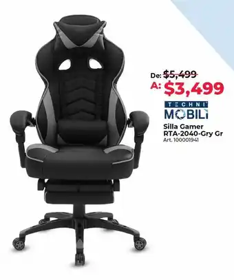 Office Depot Silla gamer ejecutiva techni / polipiel / negro con gris oferta