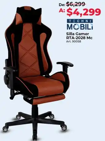 Office Depot Silla gamer techni mobili bichrome / polipiel / naranja con negro oferta