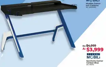 Office Depot Escritorio gamer techni mobili carbon blue / negro con azul / metal oferta