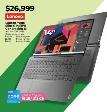 Laptop lenovo yoga slim 6 14irp8 / intel core i5 / 14 pulg. / 512gb ssd / 16gb ram