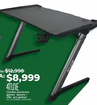 Office Depot Escritorio gamer 4tune sparta lumino / negro / mdf / metal oferta