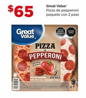 Bodega Aurrerá Great Value Pizza de Pepperoni Paquete con 2 pzas oferta