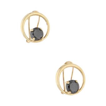 Nacional Monte de Piedad Aretes calados con sintéticos en oro amarillo 14 kilates. oferta