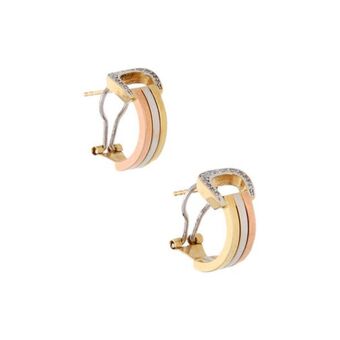 Nacional Monte de Piedad Aretes diseño especial con circonias en oro tres tonos 14 kilates. oferta