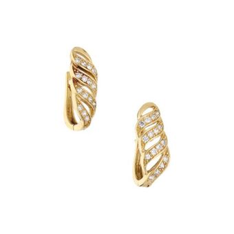 Nacional Monte de Piedad Aretes calados con circonias en oro amarillo 14 kilates. oferta