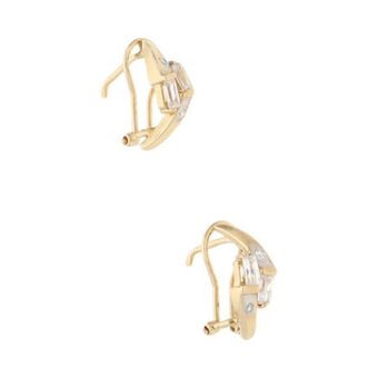 Nacional Monte de Piedad Aretes diseño especial con circonias en oro amarillo 14 kilates. oferta