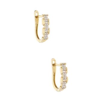 Nacional Monte de Piedad Aretes diseño especial con circonias en oro amarillo 14 kilates. oferta