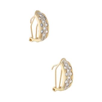 Nacional Monte de Piedad Aretes diseño especial con circonias en oro amarillo 14 kilates. oferta