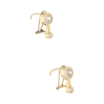 Nacional Monte de Piedad Aretes diseño especial con circonias en oro amarillo 14 kilates. oferta
