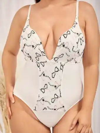 Body teddy con bordado de corazón
