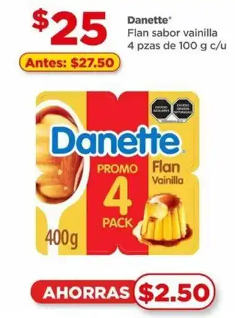 Danette Flan Sabor Vainilla 4 pzas de 100g