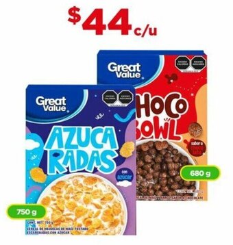 Bodega Aurrerá Great Value Azuca Radas 750g / Choco Bowl 680g oferta