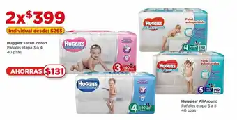 Bodega Aurrerá Huggies Ultra Confort Pañales 2 x 40 pzas etapa 3 o 4 / All Around Pañales 40 pzas 3 a 5 oferta