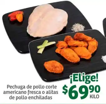 Soriana Mercado Pechuga de Pollo Corte Americano Fresca o Alitas de Pollo Enchiladas oferta