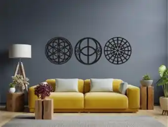 Muebles Dico Set de 3 figuras decorativas para pared geometría negro oferta