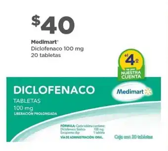 Bodega Aurrerá Medimart Diclofenaco 100mg 20 tabletas oferta