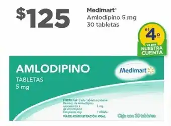 Bodega Aurrerá Medimart Amlodipino 5mg 30 tabletas oferta