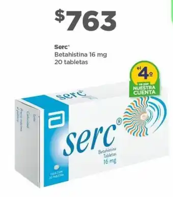 Bodega Aurrerá Serc Betahistina 16mg 20 tabletas oferta