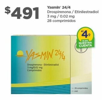Yasmin 24/4 Drospirenona / Etinilestradiol 3mg / 0.02mg 28 comprimidos