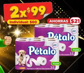 Bodega Aurrerá Pétalo Papel Higiénico 2 x 12 pzas oferta