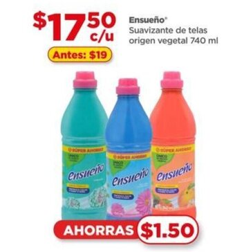 Bodega Aurrerá Ensueño Suavizante de Telas Origen Vegetal 740ml oferta