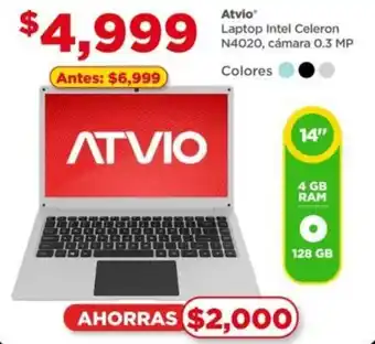 Bodega Aurrerá Atvio Laptop Intel Celeron N4020, Cámara 0.3MP 128GB oferta