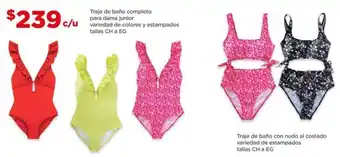 Bodega Aurrerá Traje de Baño Completo / con Nudo al Costado para Dama Junior Variedad de Colores y Estampados tallas CH a EG oferta