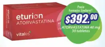 Farmacias Similares Vitales Eturion Atorvastatina 30 tabletas oferta