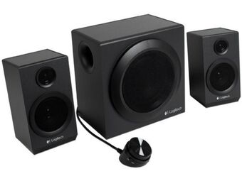 Bocinas logitech z333 estéreo 2.1, 40 watts (rms).