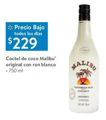 Walmart Coctel de Coco Malibu Original con Ron Blanco 750ml oferta