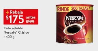 Walmart Cafe Soluble Nescafe Clásico 400g oferta