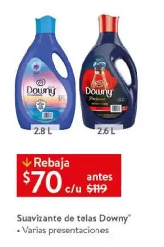 Walmart Suavizante de Telas Downy varias presentaciones 2.8L / 2.6L oferta