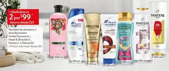 Walmart Variedad de Shampoo o Acondicionador Herbal Essences, Head & Shoulders, Pantene o Palmolive 2 por oferta