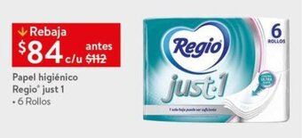 Walmart Papel Higiénico Regio Just-1 6 rollos oferta