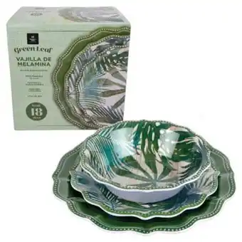 Sam's Club Vajilla de melamina member's mark hoja verde 18 pzas oferta