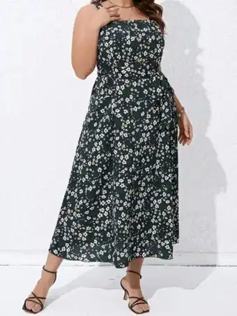 SHEIN Vestido de tirantes con estampado floral con cinturón oferta