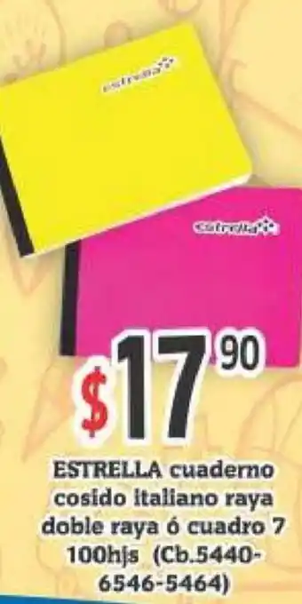 Estrella Cuaderno Cosido Italiano Raya Doble Raya ó Cuadro
