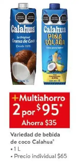 Walmart Variedad de Bebida de Coco Calahua 2x1L oferta