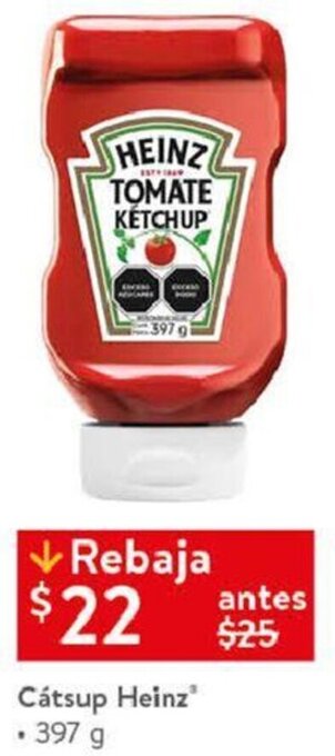 Walmart Cátsup Heinz 397g oferta