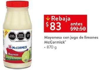 Walmart Mayonesa con Jugo de Limones McCormick 870g oferta