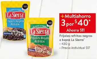 Walmart Fijoles Refritos Negros o Bayos La Sierra 3x430g oferta